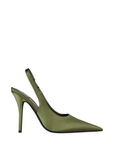 Jeffrey Campbell Satin-finish Slingback Pumps In Green