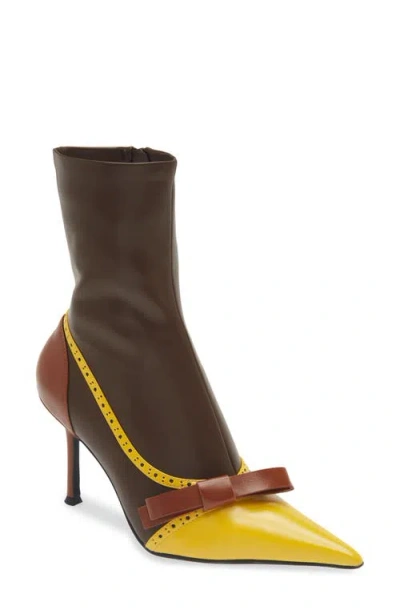 Jeffrey Campbell Secretary Pointed Toe Boot In Brown Yellow Tan Combo