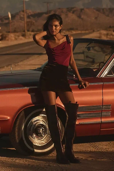 Jeffrey Campbell Shamble Over-the-knee Foldover Boots In Red