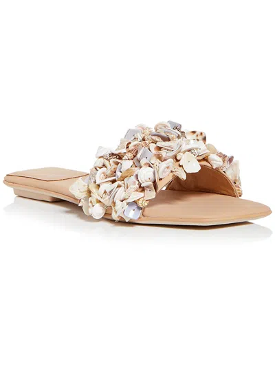 Jeffrey Campbell Shellsea Womens Faux Leather Seashells Slide Sandals In Pink