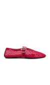 Jeffrey Campbell Buckle-fastening Mesh Ballet Flats In Red Pantent Combo