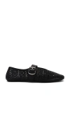 Jeffrey Campbell 'shelly' Black Ballet Flats With Maxi Buckle In Lace Effect Leather Woman In 블랙