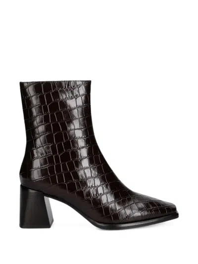 Jeffrey Campbell Sherpal 2 Croc-effect Ankle Boots In Black