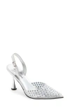 Jeffrey Campbell Shiner Slingback Rhinestone Pointed Toe Pump In Clear Silver