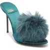 Jeffrey Campbell Shopaholic Faux Fur Pom Slide Sandal In Multi