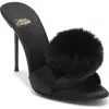 Jeffrey Campbell Shopaholic Faux Fur Pom Slide Sandal In Black