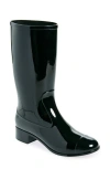 Jeffrey Campbell Showers Waterproof Rain Boot In Black Shiny