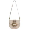 Jeffrey Campbell Side-quest Leather Crossbody Bag In Ivory Nubuck Bronze