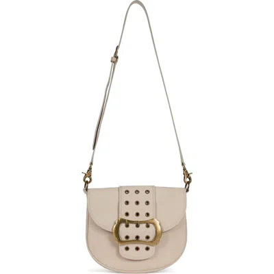 Jeffrey Campbell Side-quest Leather Crossbody Bag In Ivory Nubuck Bronze