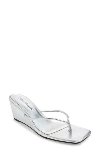 Jeffrey Campbell Simplicity Wedge Flip Flop In Silver