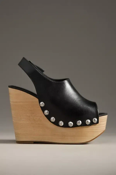 Jeffrey Campbell Snick Wood-bottom Wedge Heels In Black