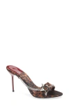 Jeffrey Campbell Women's Soire Embellished Mule Sandals In Tan Cheetah Satin Silver