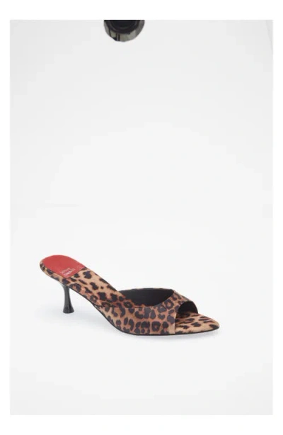 Jeffrey Campbell Spy-kid Slide Sandal In Beige Black Cheetah Satin