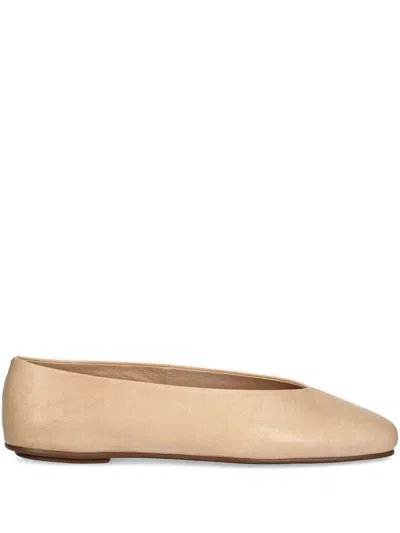 Jeffrey Campbell Square-toe Leather Ballet Flats In Neutral