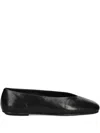 Jeffrey Campbell Square-toe Leather Flats In Black