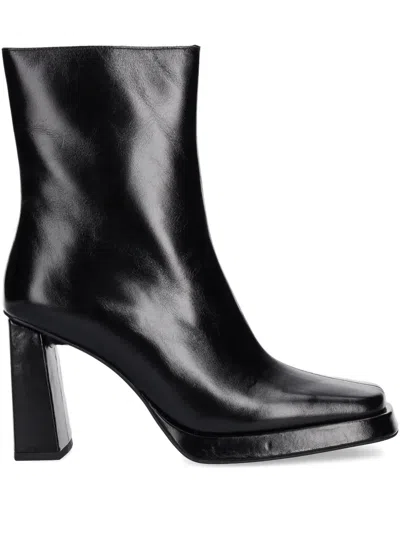 Jeffrey Campbell Square-toe Zip-up Ankle Boots In Black