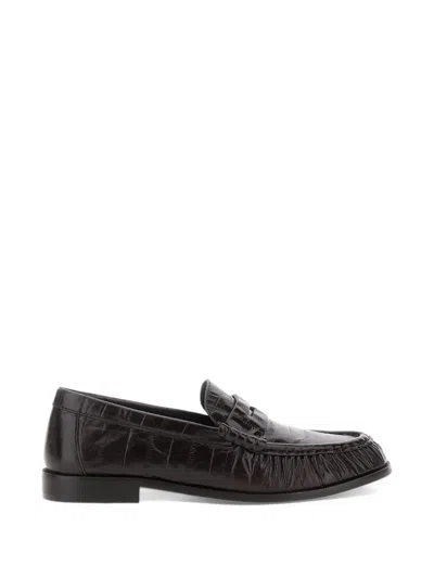 Jeffrey Campbell Stallone Crocodile-effect Penny Loafers In Brown