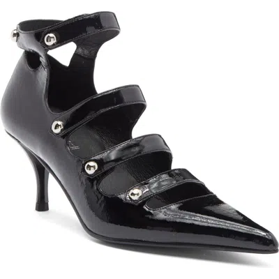 Jeffrey Campbell Strpz Pump In Black Crinkle Patent