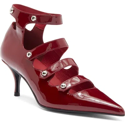 Jeffrey Campbell Strpz Pump In Cherry Red Patent