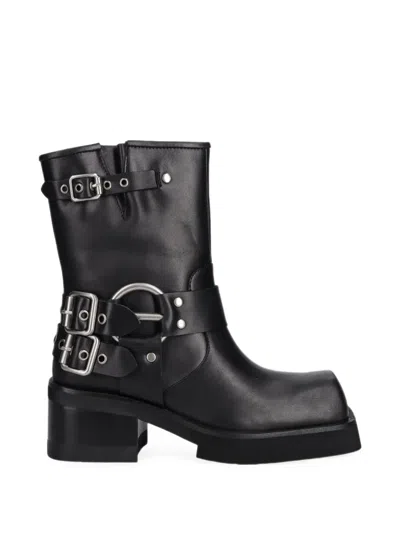 Jeffrey Campbell Stubborn Buckled Square-toe Boots In Black
