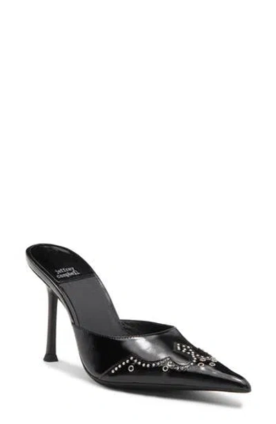 Jeffrey Campbell Stud & Grommet Mule Pump In Black Silver