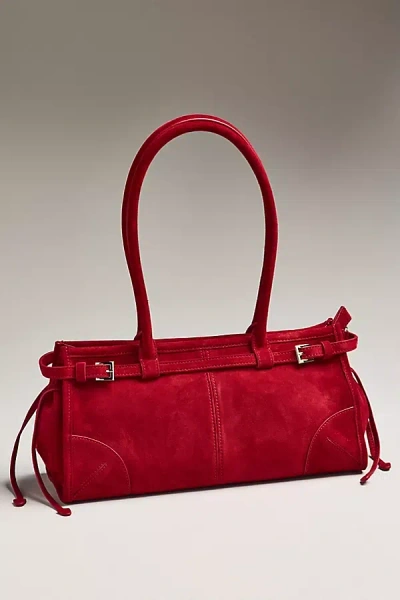 Jeffrey Campbell Suede East West Shoulder Bag In Red