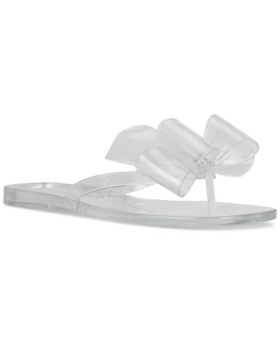 Jeffrey Campbell Sugary Jelly Bow Flip Flop Sandals In Clear