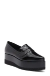 Jeffrey Campbell Suite You Pointed Toe Platform Wedge Penny Loafer In Black Box
