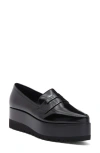 Jeffrey Campbell Suite You Pointed Toe Platform Wedge Penny Loafer In Black Box