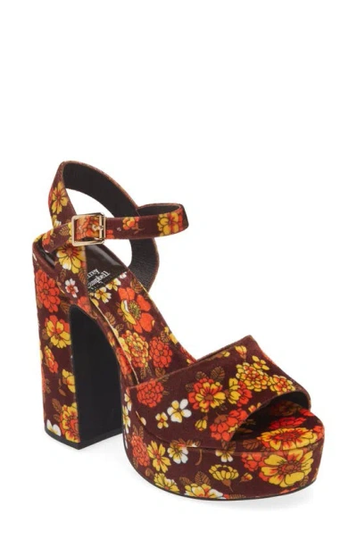 Jeffrey Campbell Summers Platform Sandal In Brown 70s Velvet Floral