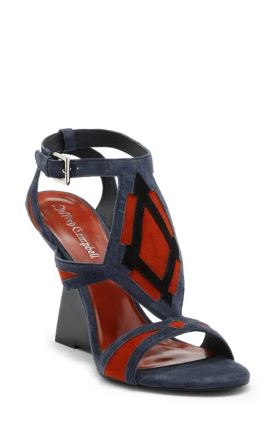 Jeffrey Campbell Tam-tam Wedge Sandal In Blue