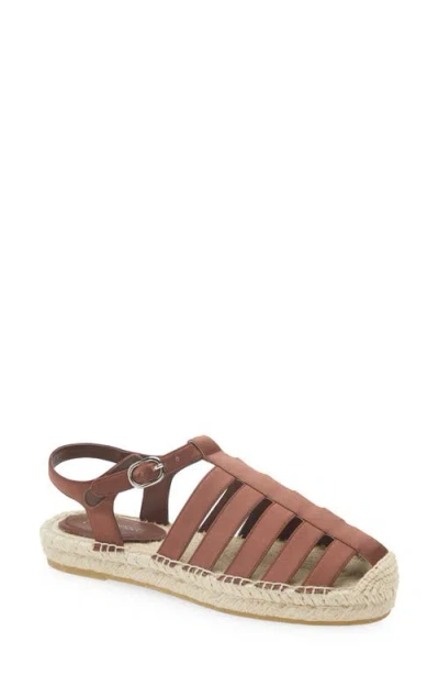 Jeffrey Campbell Tan Lines Espadrille Fisherman Sandal In Brown Satin