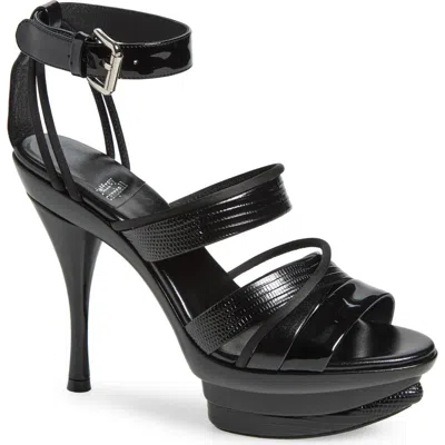 Jeffrey Campbell Tantalize Ankle Strap Platform Sandal In Black Combo
