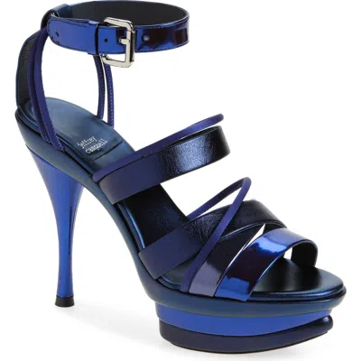 Jeffrey Campbell Tantalize Ankle Strap Platform Sandal In Blue Combo