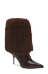 Jeffrey Campbell Thermal Faux Fur Cuff Bootie In Brown