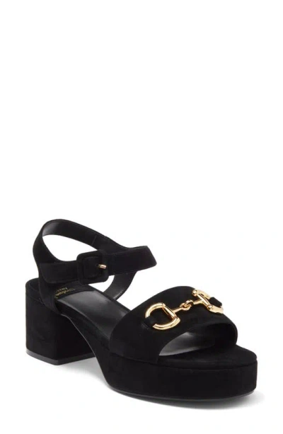 Jeffrey Campbell Timeless 2 Platform Sandal In Black Suede Gold