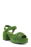 Jeffrey Campbell Timeless 2 Platform Sandal In Green Suede Silver