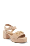 Jeffrey Campbell Timeless 2 Platform Sandal In Natural Suede Gold