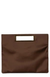 Jeffrey Campbell To-go Satin Clutch In Brown Satin