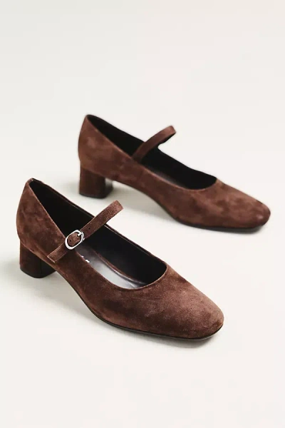 Jeffrey Campbell Top-class Suede Mary Jane Heels In Brown