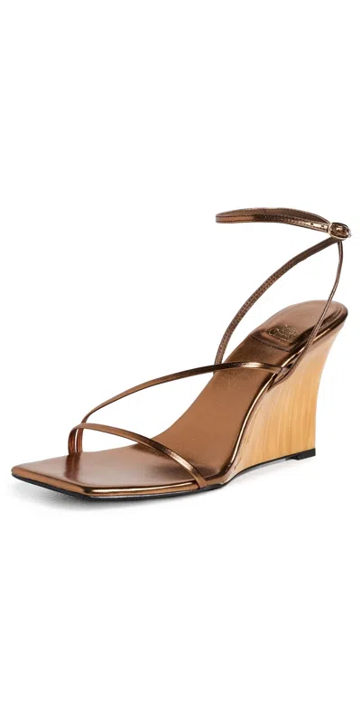 Jeffrey Campbell Topsail Wedge Sandals Bronze In Brown