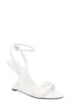 Jeffrey Campbell Trella Ankle Strap Wedge Sandal In White Patent
