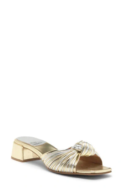 Jeffrey Campbell Two-tone Knot Slide Sandal In Gold