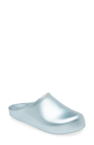 Jeffrey Campbell Unclogged Metallic Clog In Light Blue Metallic