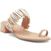 Jeffrey Campbell Undine Toe Loop Sandal In Beige Suede Combo