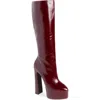 Jeffrey Campbell Unleashed Platform Knee High Boot In Wine