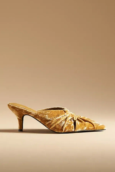 Jeffrey Campbell Velvet Mule Heels In Gold
