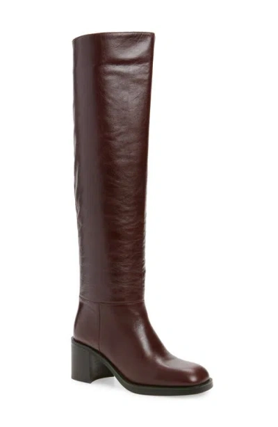 Jeffrey Campbell Vinyl Over The Knee Boot In Brown