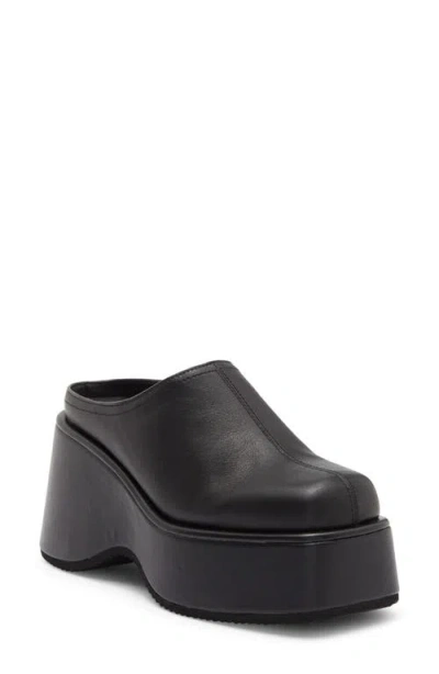 Jeffrey Campbell Waveform Leather Platform Wedge Mule In Black
