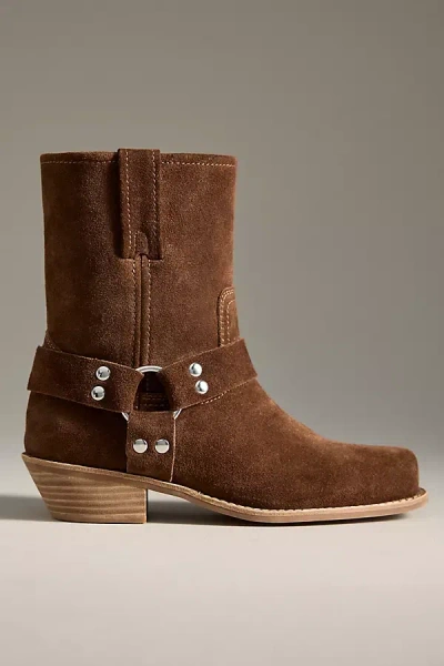 Jeffrey Campbell Waylon-lo Square-toe Western Ankle Boots In Brown